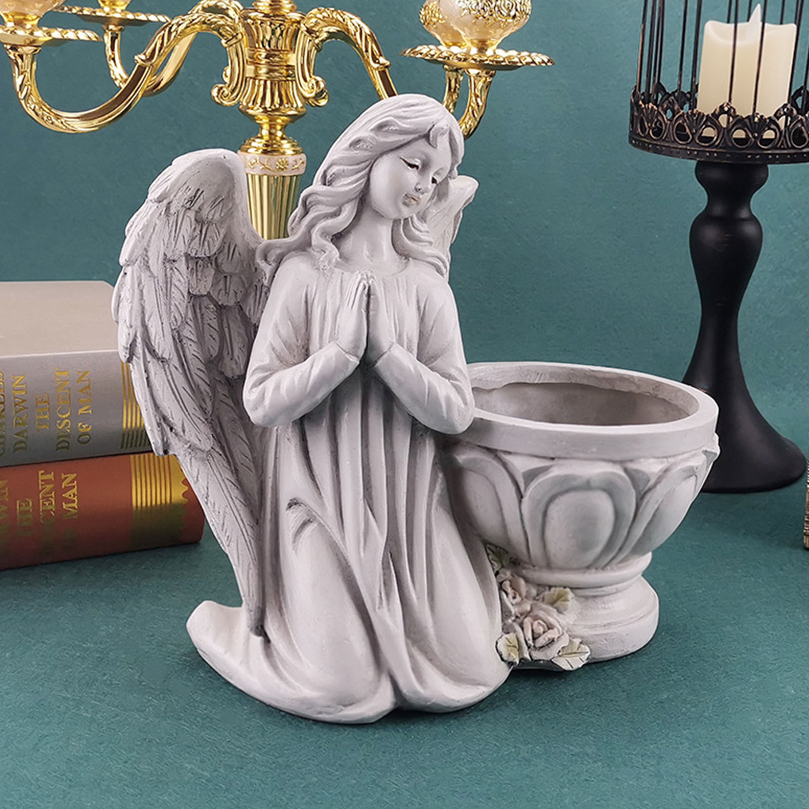 Resin Praying Angel Candle Holder Resin Praying Angel Candle Holder