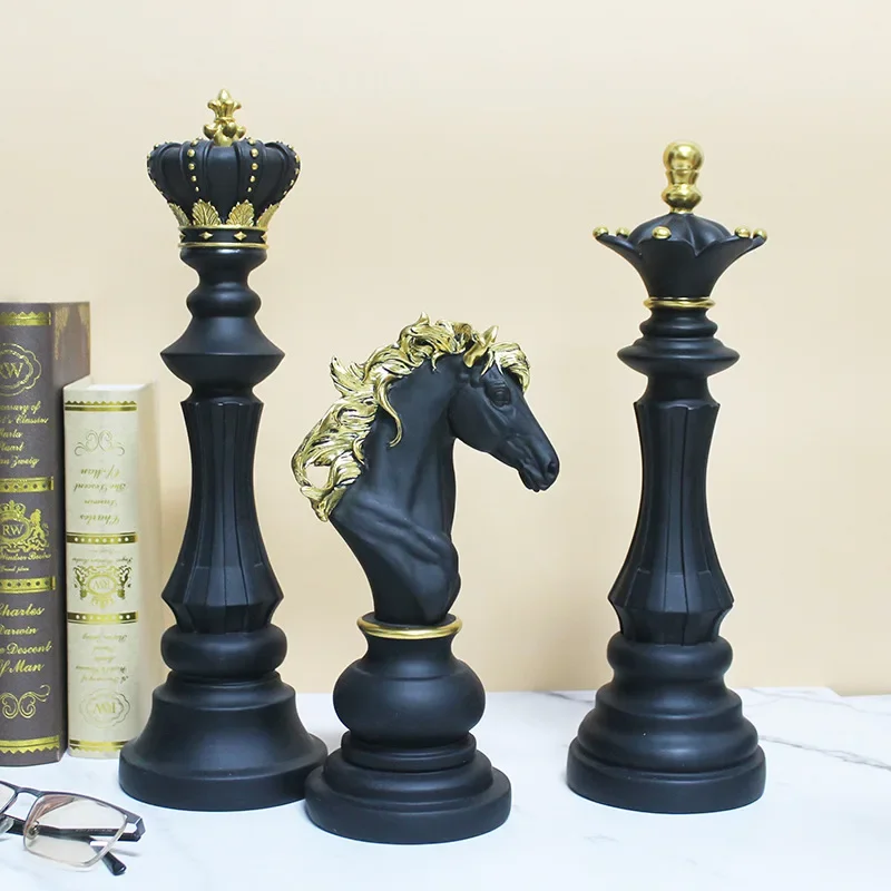 Resin Retro International Chess Figurine for Interior King Knight Sculpture Home Desktop Decor Living Room Decoration Resin Retro International Chess Figurine for Interior King Knight Sculpture Home Desktop Decor Living Room Decoration