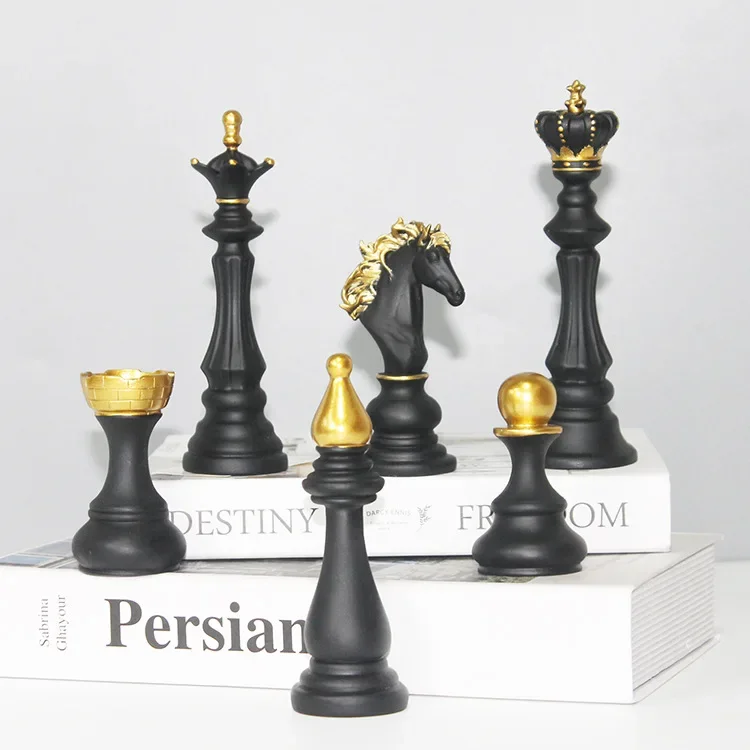 Resin Retro International Chess Figurine for Interior King Knight Sculpture Home Desktop Decor Living Room Decoration Resin Retro International Chess Figurine for Interior King Knight Sculpture Home Desktop Decor Living Room Decoration