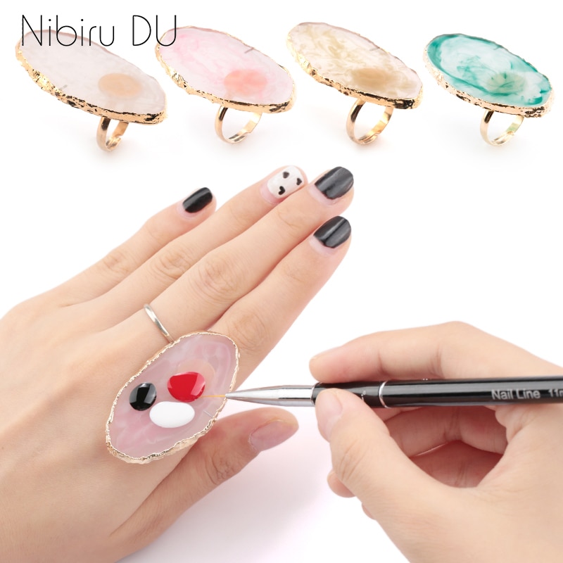 Resin Stone Nail Art Palette Ring