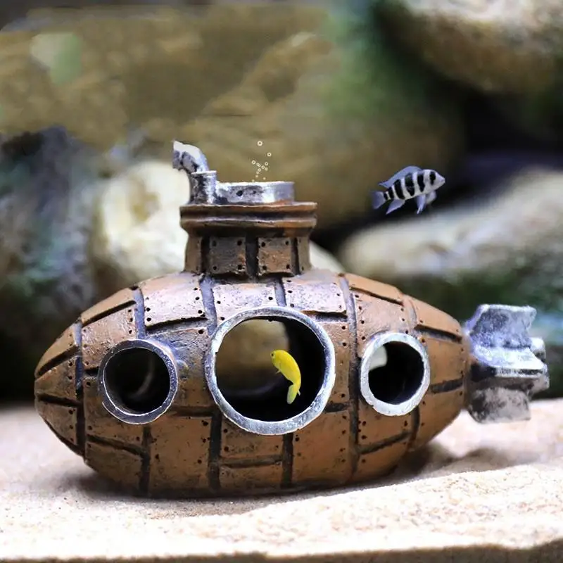Resin Submarine Ornaments Fish Shrimp Shelter Cave Landscaping Accessories for Aquarium Fish Tank Decorations Resin Submarine Ornaments Fish Shrimp Shelter Cave Landscaping Accessories for Aquarium Fish Tank Decorations