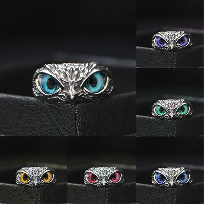 Resizable Multicolor Owl Eye Ring