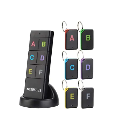 Retekess TH104 Wireless Key Finder RF Key Locator Pet Tracker Wallet Tracker Remote Control 1 RF Transmitter 6 Receiver