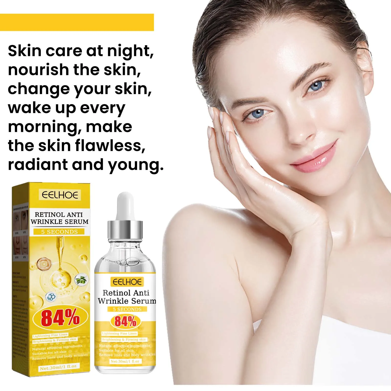 Retinol Anti-Wrinkle Serum Anti Aging Face Lifting Firming Fade Fine Lines Moisturizing Skin Care Hyaluronic Acid