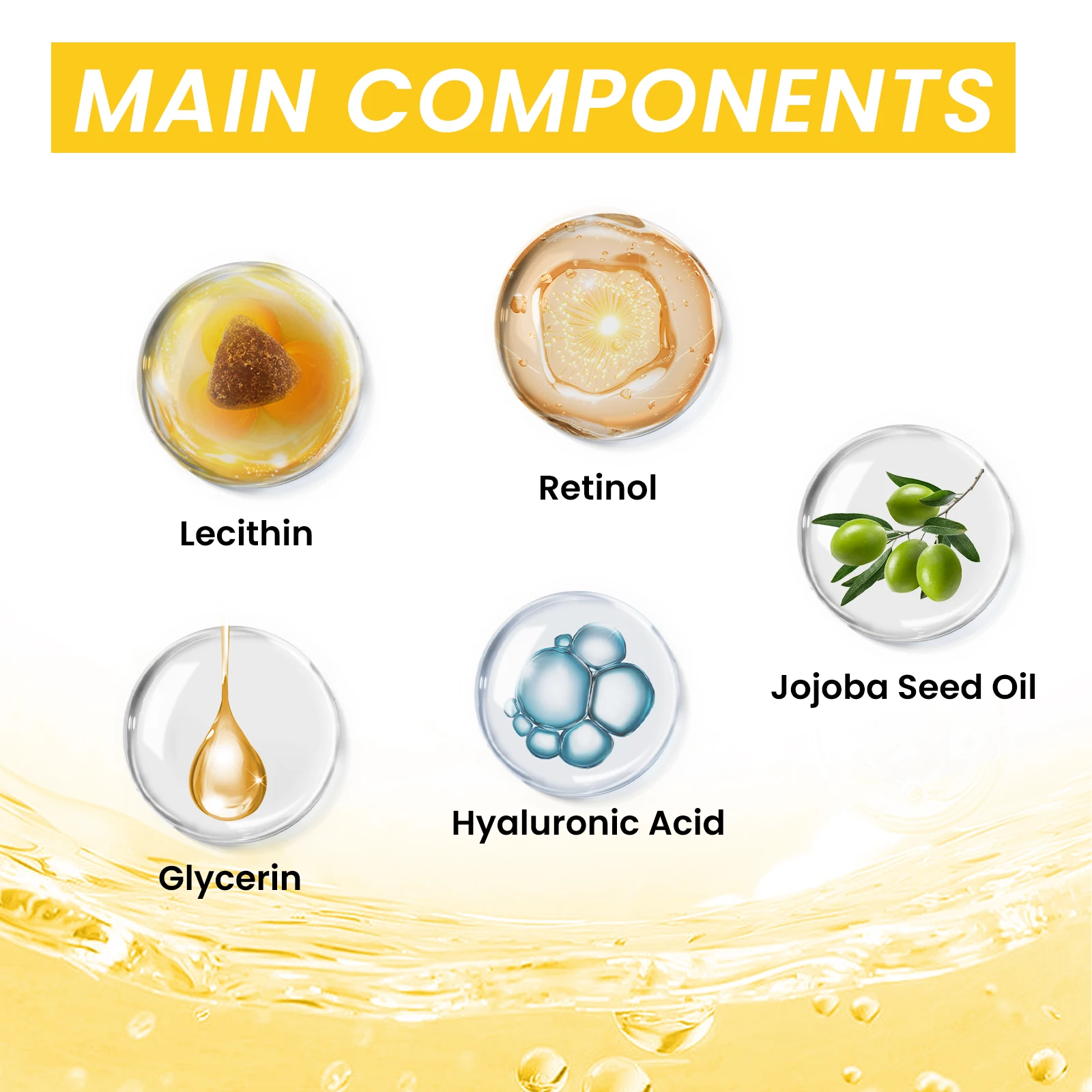 Retinol Anti-Wrinkle Serum Anti Aging Face Lifting Firming Fade Fine Lines Moisturizing Skin Care Hyaluronic Acid