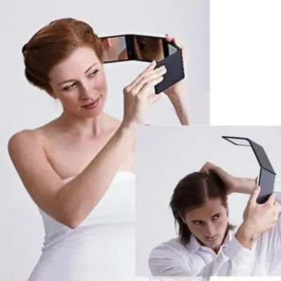 Retractable Adjustable Trifold Mirror Self Hairdressing Shaving Makeup Three-fold Mirror Hands-free Diy Haircut Tool