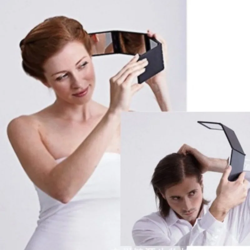 Retractable Adjustable Trifold Mirror Self Hairdressing Shaving Makeup Three-fold Mirror Hands-free Diy Haircut Tool