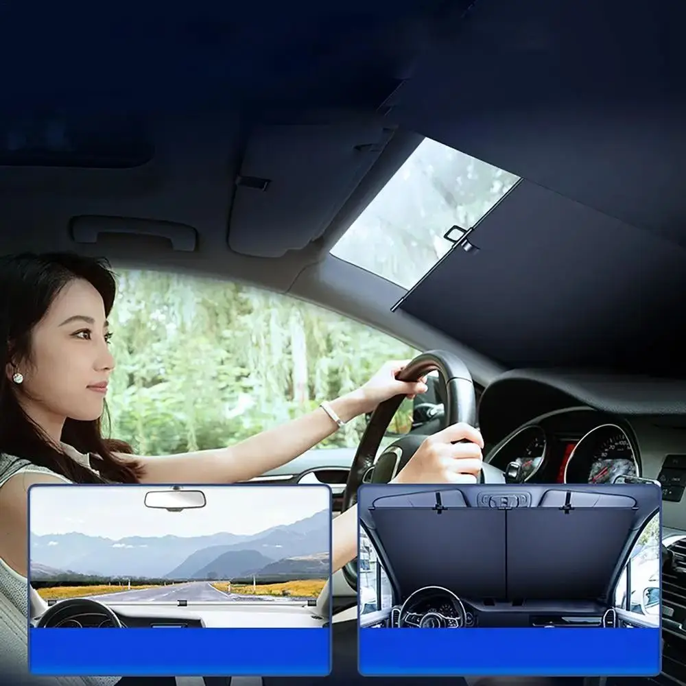 Retractable Car Sunshade Suction Cup Heat Protection Auto Front Windshield Sun Visor Visor Reflector Sun Protection