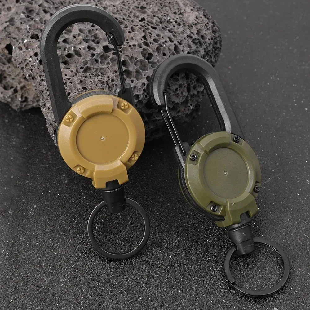 Retractable Heavy Duty Pull Reel Carabiner Key Chains Strong Steel Wire Rope Buckle Spring Key Ring Outdoor Sporty Retractable Heavy Duty Pull Reel Carabiner Key Chains Strong Steel Wire Rope Buckle Spring Key Ring Outdoor Sporty