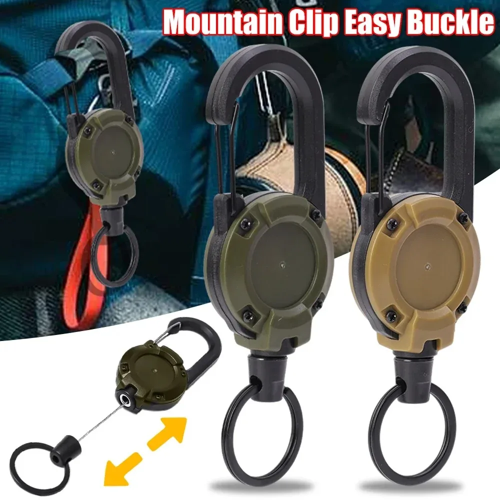 Retractable Heavy Duty Pull Reel Carabiner Key Chains Strong Steel Wire Rope Buckle Spring Key Ring Outdoor Sporty Retractable Heavy Duty Pull Reel Carabiner Key Chains Strong Steel Wire Rope Buckle Spring Key Ring Outdoor Sporty