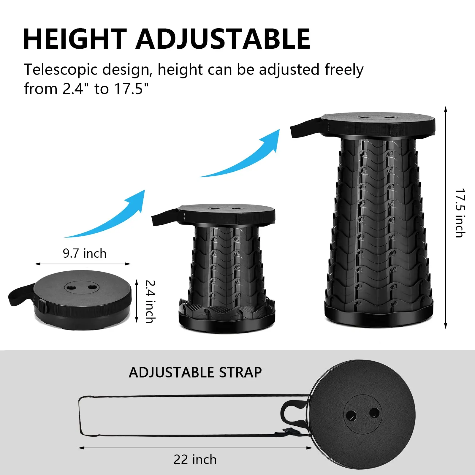 Retractable Stool Portable Collapsible Telescopic Stool Sturdy Foldable Stool with Load Capacity of 400lbs Retractable Retractable Stool Portable Collapsible Telescopic Stool Sturdy Foldable Stool with Load Capacity of 400lbs Retractable