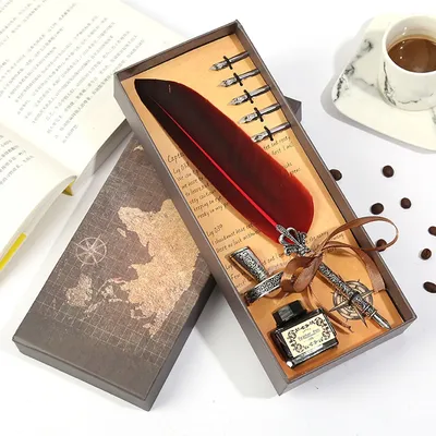 Retro Feather Dip Fountain Pen Vintage Calligraphy Writing Ink Pen Sets Creative Stationery Quill Pen Art Supplies Retro Feather Dip Fountain Pen Vintage Calligraphy Writing Ink Pen Sets Creative Stationery Quill Pen Art Supplies