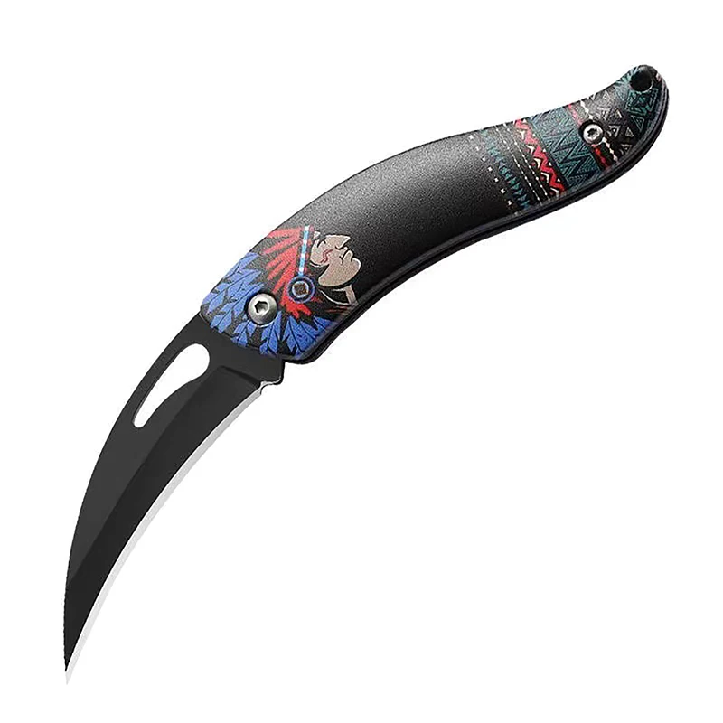 Retro Indian Pattern Folding Knife Outdoor Survival Folding Pocketknives Multifunctional Knife Portable Box Cutter