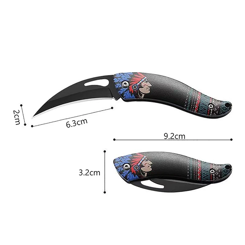 Retro Indian Pattern Folding Knife Outdoor Survival Folding Pocketknives Multifunctional Knife Portable Box Cutter