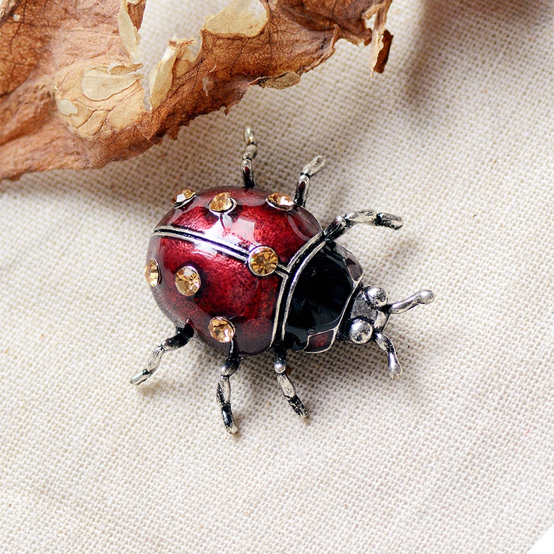Retro Metal Lady Bug Brooch