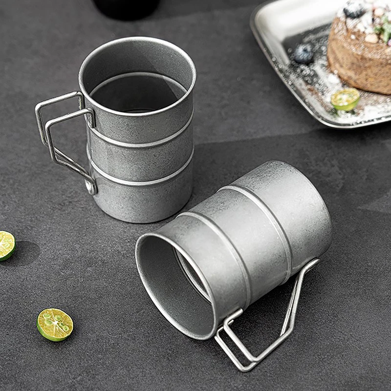 Retro Old Coffee Water Cup Industrial Style Oil Barrel Mug Outdoor Camping Picnic Beer Mug Drinking Utensils Stainless