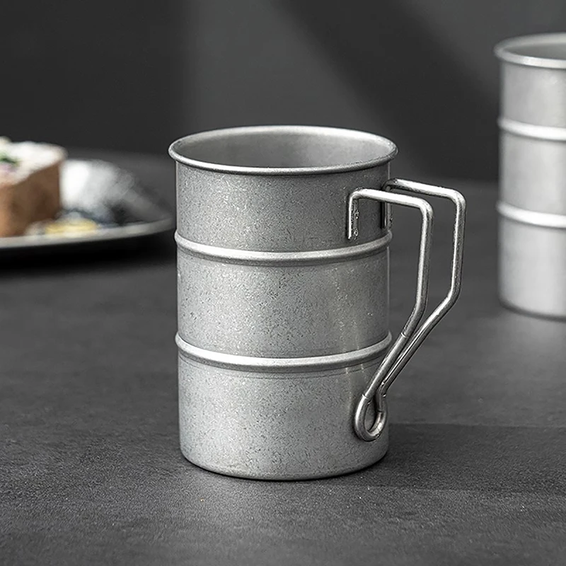 Retro Old Coffee Water Cup Industrial Style Oil Barrel Mug Outdoor Camping Picnic Beer Mug Drinking Utensils Stainless
