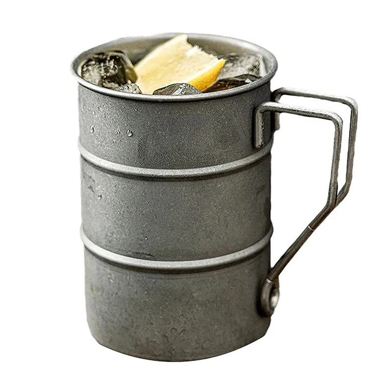 Retro Old Coffee Water Cup Industrial Style Oil Barrel Mug Outdoor Camping Picnic Beer Mug Drinking Utensils Stainless