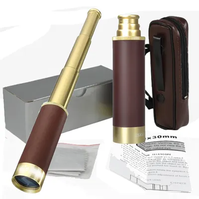 Retro Pirate Telescope Zoomable 25×30 Pocket Monocular Collapsible Waterproof Captain Jack's Spyglass Handheld Vintage