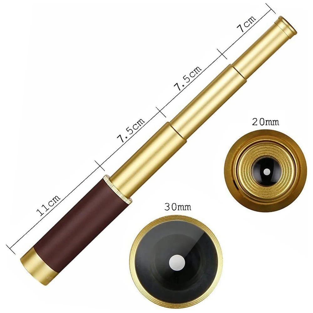 Retro Pirate Telescope Zoomable 25×30 Pocket Monocular Collapsible Waterproof Captain Jack's Spyglass Handheld Vintage