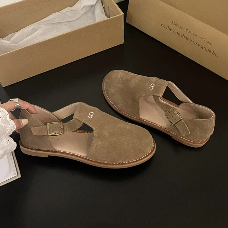Retro Roman Baotou Sandals Women Wear Summer New Frosted Real Leather Female Flat Shoes Hollow Women Sandals Retro Roman Baotou Sandals Women Wear Summer New Frosted Real Leather Female Flat Shoes Hollow Women Sandals