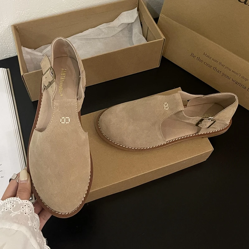 Retro Roman Baotou Sandals Women Wear Summer New Frosted Real Leather Female Flat Shoes Hollow Women Sandals Retro Roman Baotou Sandals Women Wear Summer New Frosted Real Leather Female Flat Shoes Hollow Women Sandals