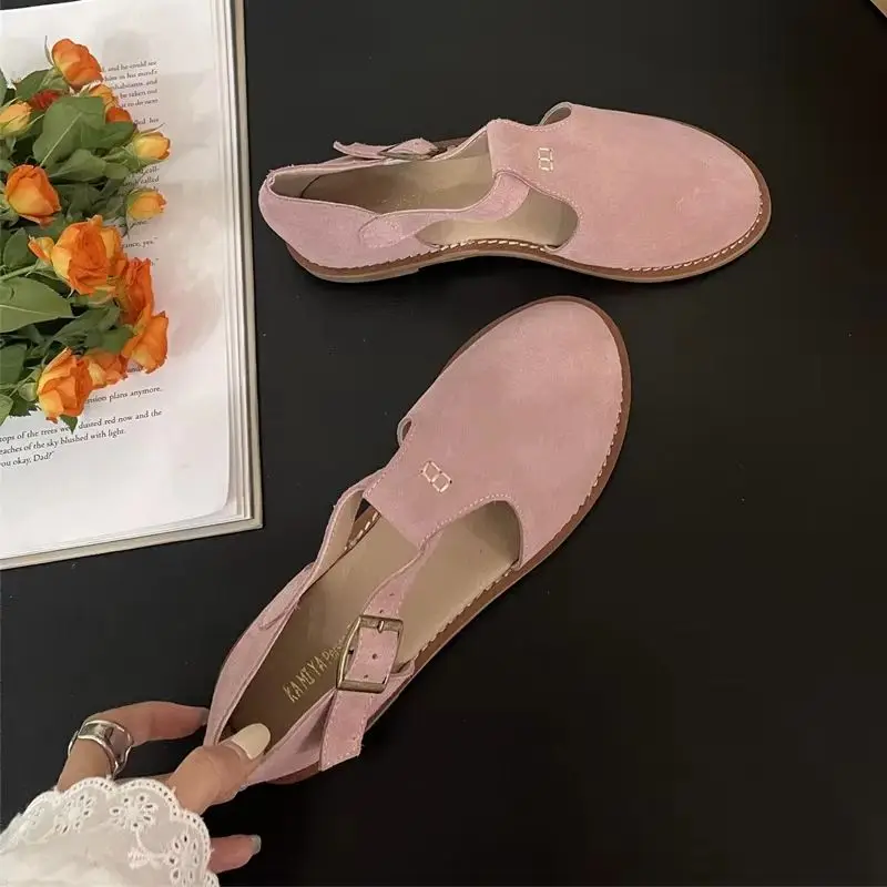 Retro Roman Baotou Sandals Women Wear Summer New Frosted Real Leather Female Flat Shoes Hollow Women Sandals Retro Roman Baotou Sandals Women Wear Summer New Frosted Real Leather Female Flat Shoes Hollow Women Sandals