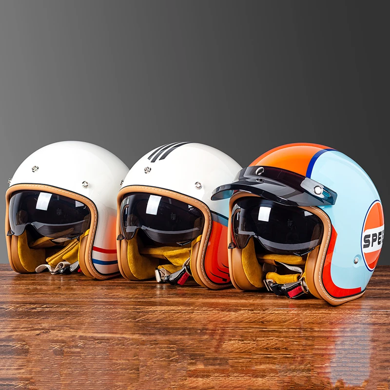 Retro Semi-Open Motorcycle Helmet Cross-Country Motorcycle Accessories Motorcycle Helmet 3/4 Retro Helmet In Winter Retro Semi-Open Motorcycle Helmet Cross-Country Motorcycle Accessories Motorcycle Helmet 3/4 Retro Helmet In Winter