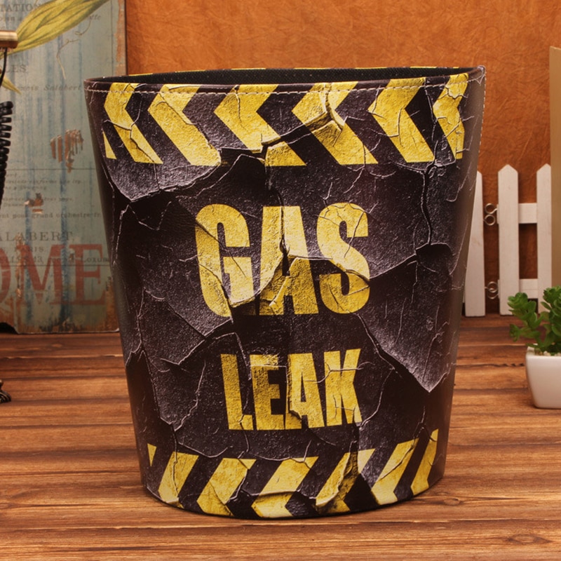 Retro Style 10L PU Leather Trash Can Retro Style 10L PU Leather Trash Can
