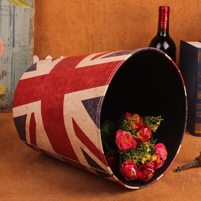 Retro Style 10L PU Leather Trash Can Retro Style 10L PU Leather Trash Can