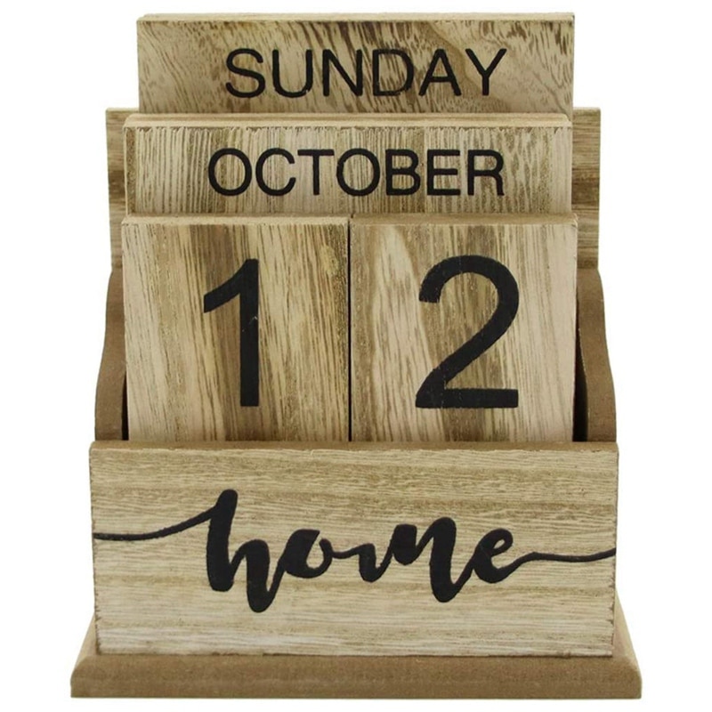 Retro Style Flip Wooden Desk Calendar