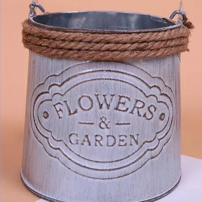 Retro Style Metal Bucket Planter