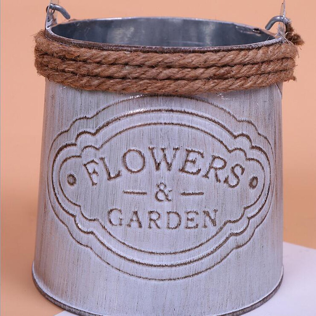Retro Style Metal Bucket Planter