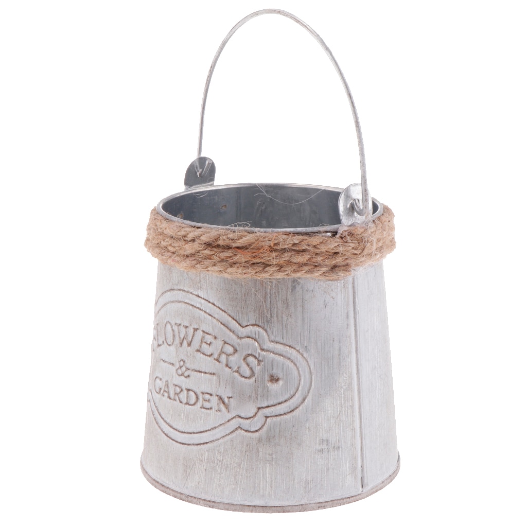 Retro Style Metal Bucket Planter