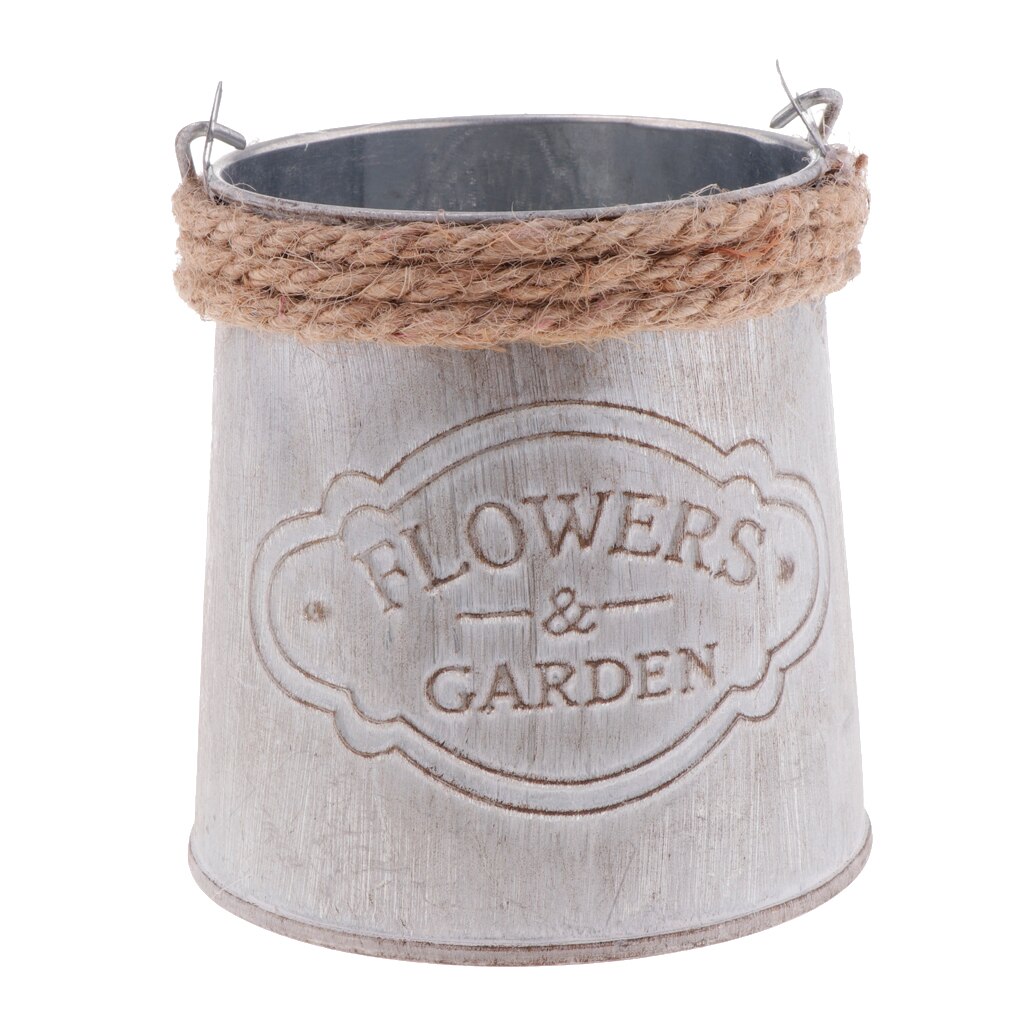 Retro Style Metal Bucket Planter