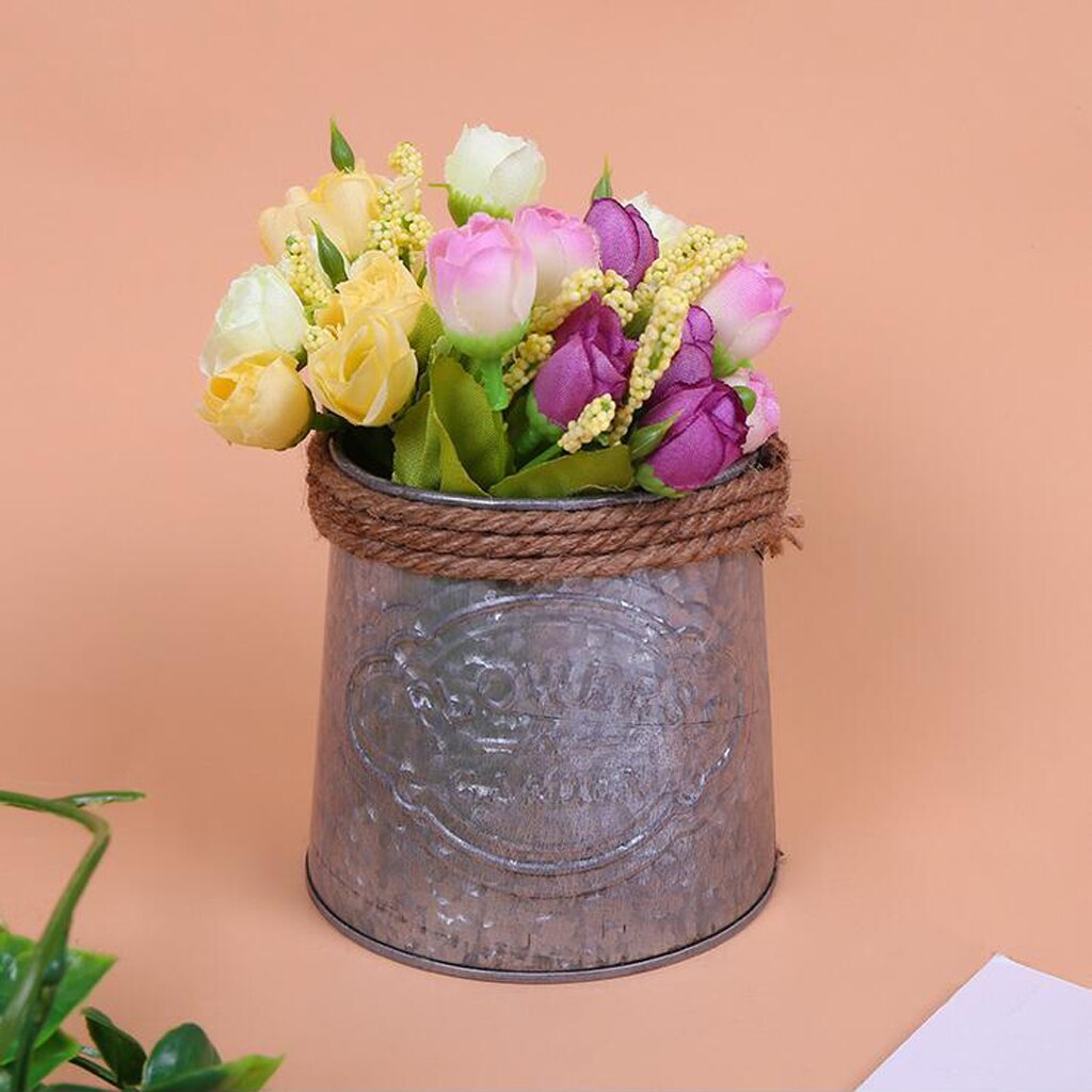 Retro Style Metal Bucket Planter