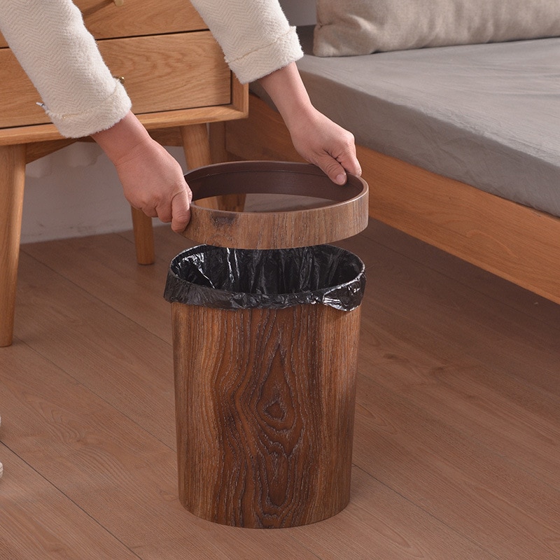 Retro Style Wooden Trash Can Retro Style Wooden Trash Can