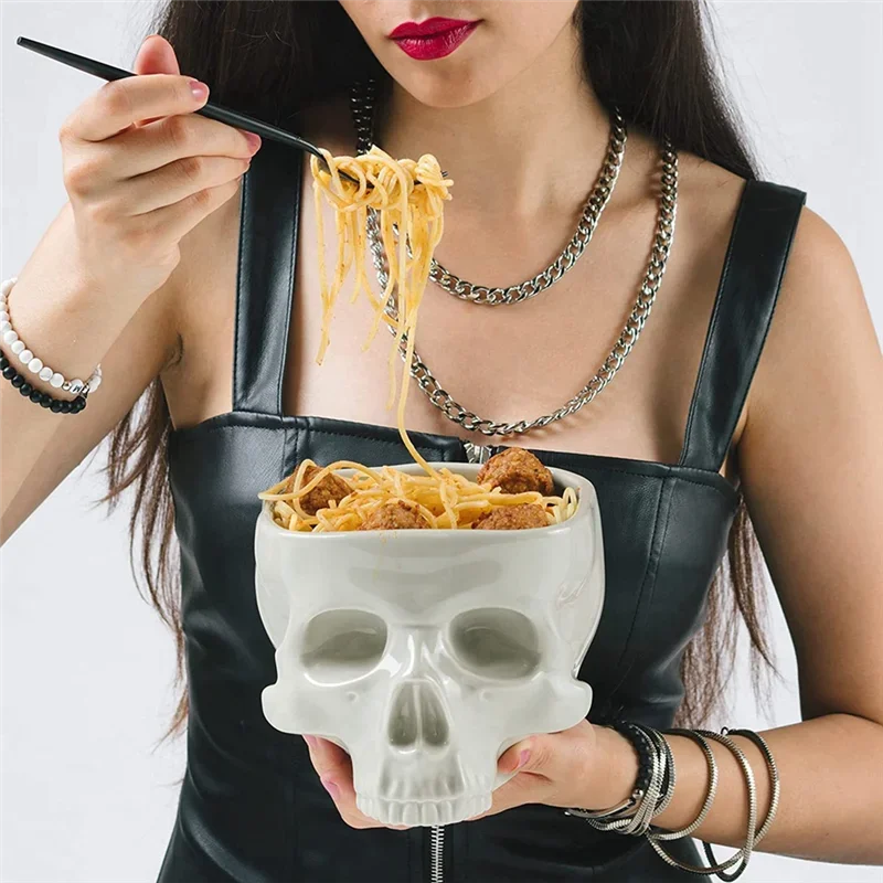 Retro Tabletop Decoration Porcelain Gothic Skull Pasta Bowl Halloween Tableware Bar Food Noodle Salad Candy Bowl Retro Tabletop Decoration Porcelain Gothic Skull Pasta Bowl Halloween Tableware Bar Food Noodle Salad Candy Bowl