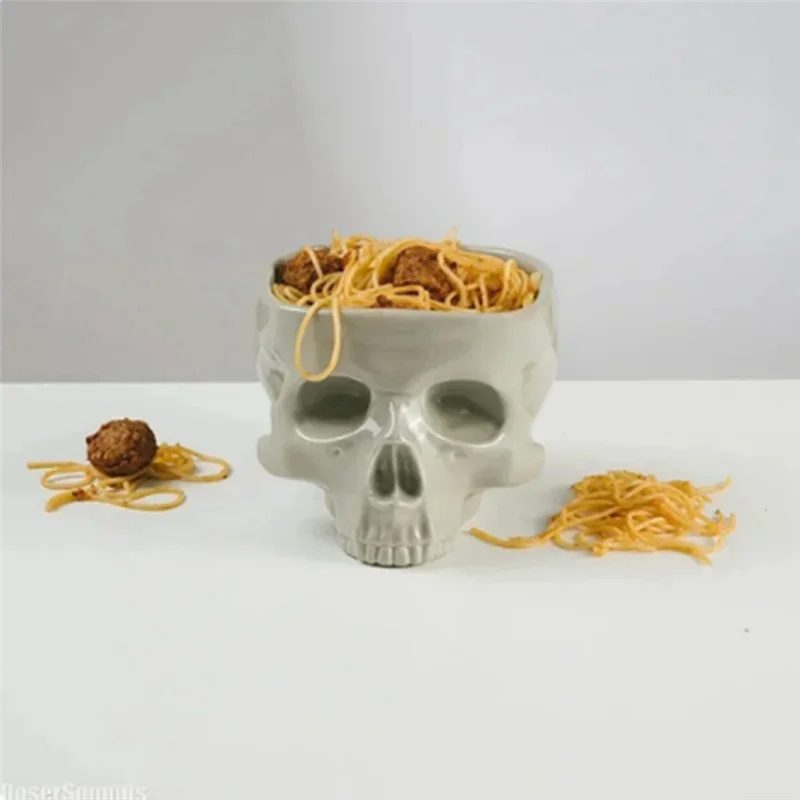 Retro Tabletop Decoration Porcelain Gothic Skull Pasta Bowl Halloween Tableware Bar Food Noodle Salad Candy Bowl Retro Tabletop Decoration Porcelain Gothic Skull Pasta Bowl Halloween Tableware Bar Food Noodle Salad Candy Bowl
