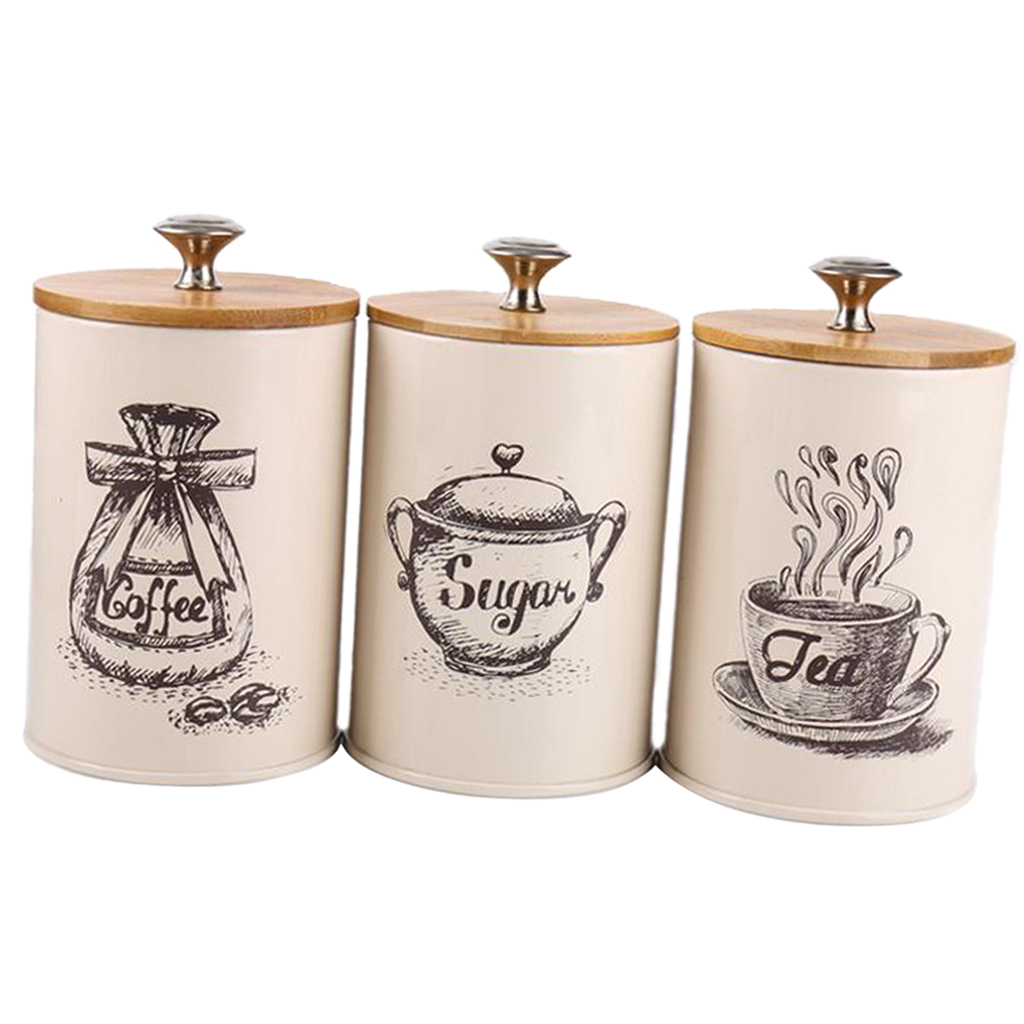 Retro Tea Coffee Sugar Canister Set (3pcs)