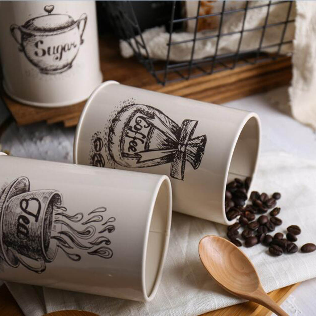 Retro Tea Coffee Sugar Canister Set (3pcs) Retro Tea Coffee Sugar Canister Set (3pcs)
