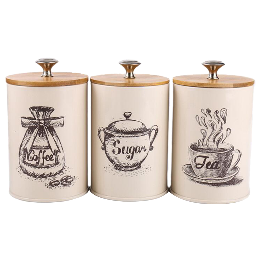 Retro Tea Coffee Sugar Canister Set (3pcs) Retro Tea Coffee Sugar Canister Set (3pcs)