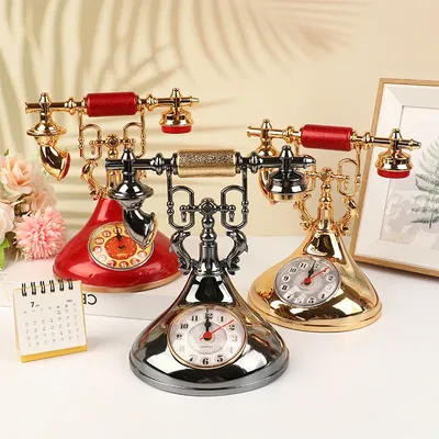 Retro Telephone Model Alarm Clock Creative Timekeeper Desktop Ornament For Home Room Bedside Table Decoration Retro Telephone Model Alarm Clock Creative Timekeeper Desktop Ornament For Home Room Bedside Table Decoration