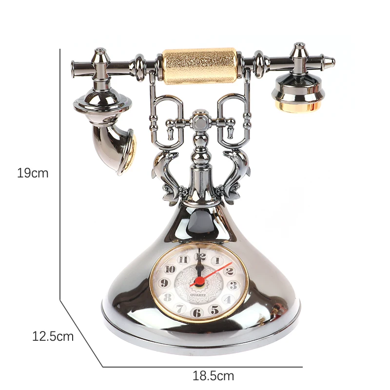 Retro Telephone Model Alarm Clock Creative Timekeeper Desktop Ornament For Home Room Bedside Table Decoration Retro Telephone Model Alarm Clock Creative Timekeeper Desktop Ornament For Home Room Bedside Table Decoration
