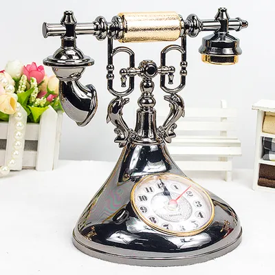 Retro Telephone Model Alarm Clock Creative Timekeeper Desktop Ornament for Home Room Bedside Table Decoration Retro Telephone Model Alarm Clock Creative Timekeeper Desktop Ornament for Home Room Bedside Table Decoration
