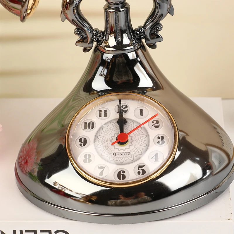Retro Telephone Model Alarm Clock Creative Timekeeper Desktop Ornament For Home Room Bedside Table Decoration Retro Telephone Model Alarm Clock Creative Timekeeper Desktop Ornament For Home Room Bedside Table Decoration