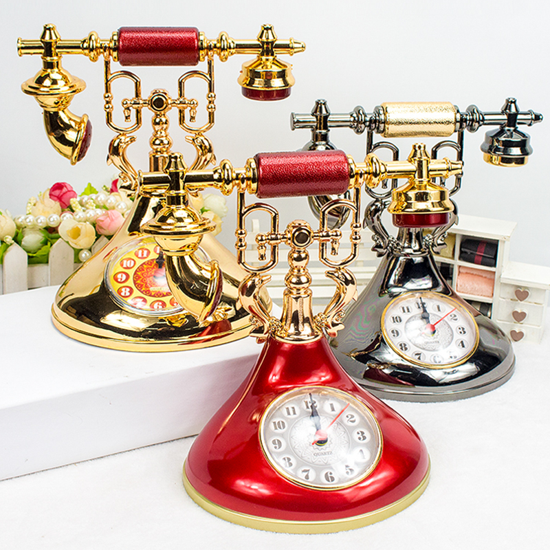 Retro Telephone Model Alarm Clock Creative Timekeeper Desktop Ornament for Home Room Bedside Table Decoration Retro Telephone Model Alarm Clock Creative Timekeeper Desktop Ornament for Home Room Bedside Table Decoration