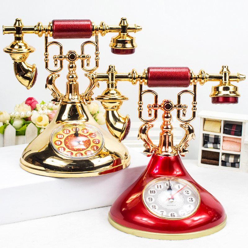 Retro Telephone Model Alarm Clock Creative Timekeeper Desktop Ornament for Home Room Bedside Table Decoration Retro Telephone Model Alarm Clock Creative Timekeeper Desktop Ornament for Home Room Bedside Table Decoration