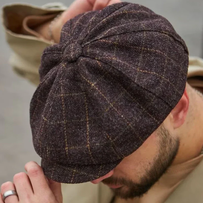 Retro Tweed Newsboy Hat Men Beret Gatsby Beret Hats Street Caps Peaked Octagonal with Brim Caps Winter Spring Hip Hop Retro Tweed Newsboy Hat Men Beret Gatsby Beret Hats Street Caps Peaked Octagonal with Brim Caps Winter Spring Hip Hop