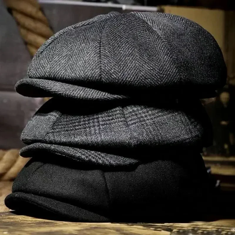 Retro Tweed Newsboy Hat Men Beret Gatsby Beret Hats Street Caps Peaked Octagonal with Brim Caps Winter Spring Hip Hop Retro Tweed Newsboy Hat Men Beret Gatsby Beret Hats Street Caps Peaked Octagonal with Brim Caps Winter Spring Hip Hop